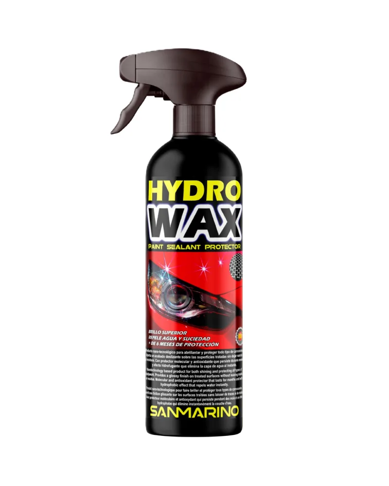 El abrillantador nano protector (hydro wax), combina la acción limpiadora de un champú con las propiedades protectoras de una cera, ofreciendo un brillo intenso y una capa hidrofóbica que repele agua y suciedad.